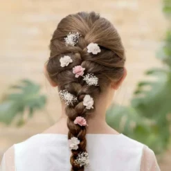 Pack de tres flores de bámbula para el pelo para Ceremonia.