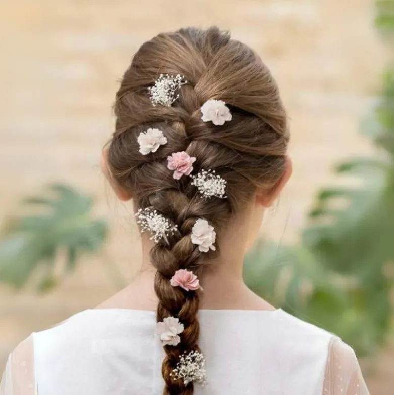 Pack de tres flores de bámbula para el pelo para Ceremonia.