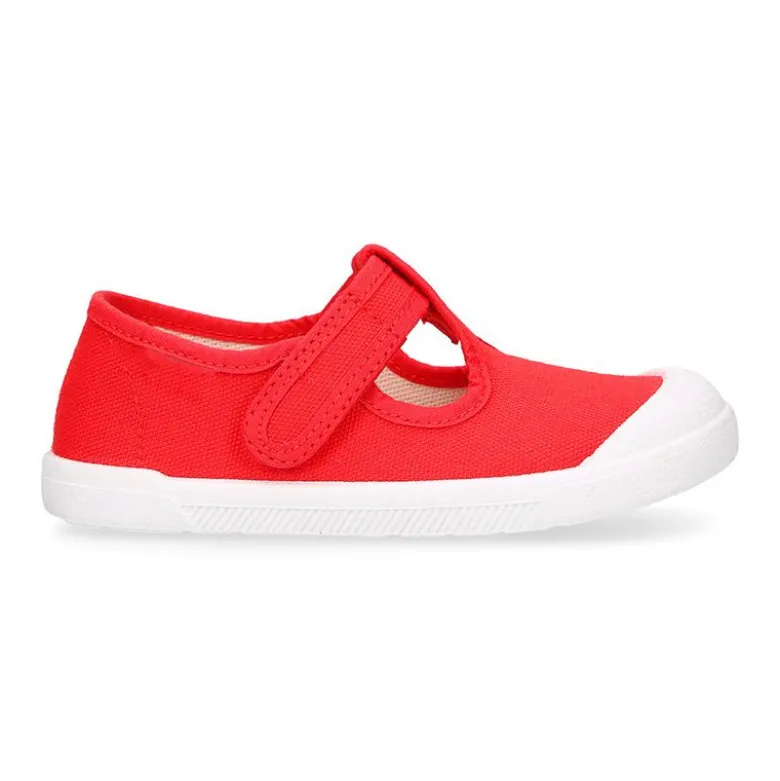 Pepito BAREFOOT niño sin cordones en lona en color rojo