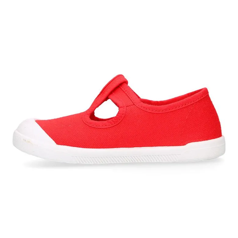 Pepito BAREFOOT niño sin cordones en lona en color rojo
