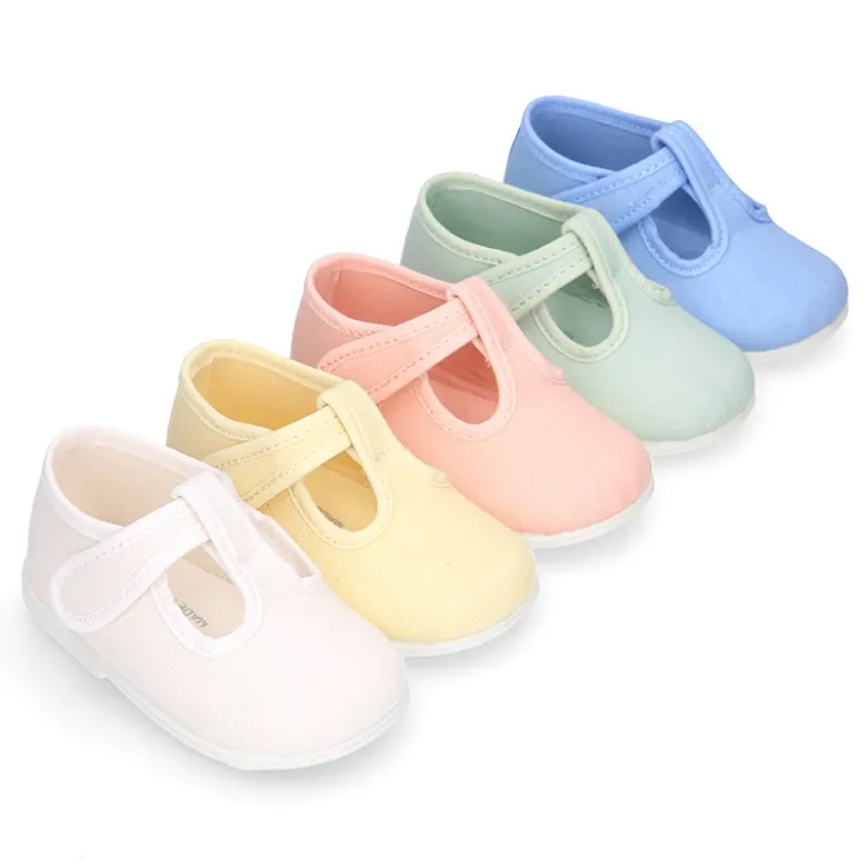 Pepito bebé niño lona piqué en colores pasteles y suela SUPER FLEXIBLE.