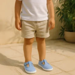 Pepito niño tipo bamba en lona VICHY con hebilla.