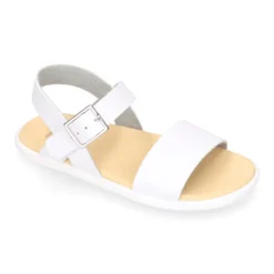 Sandalia barefoot niña blanca con hebilla