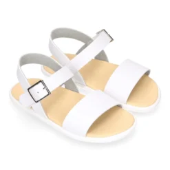 Sandalia barefoot niña blanca con hebilla