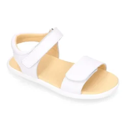 Sandalia barefoot niña blanca con doble cierre adherente