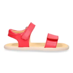 Sandalia barefoot niña coral con doble cierre adherente