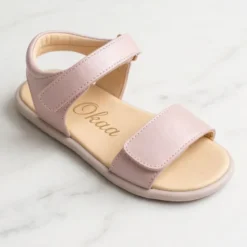 Sandalia barefoot niña rosa empolvado con doble cierre adherente