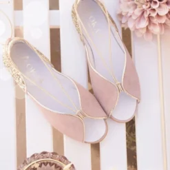 Sandalia Mujer con cintas en piel ante con GLITTER.