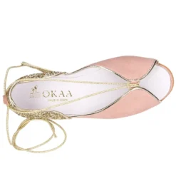 Sandalia Mujer con cintas en piel ante con GLITTER.