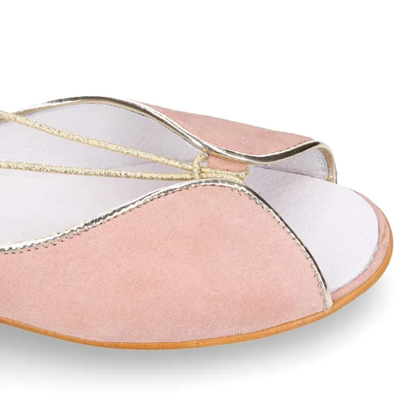 Sandalia Mujer con cintas en piel ante con GLITTER.