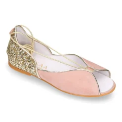 Sandalia Mujer con cintas en piel ante con GLITTER.