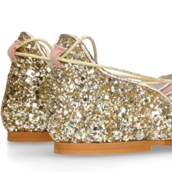 Sandalia Mujer con cintas en piel ante con GLITTER.