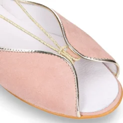 Sandalia Mujer con cintas en piel ante con GLITTER.