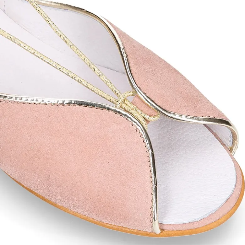 Sandalia Mujer con cintas en piel ante con GLITTER.