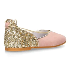 Sandalia Mujer con cintas en piel ante con GLITTER.