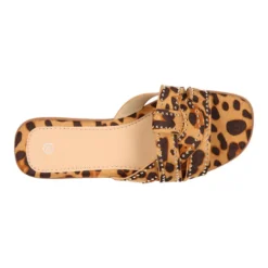 Sandalia mujer tipo zueco con diseño trenzado de leopardo
