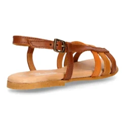 Sandalia Niña con diseño con tiras combinadas en piel vaquetilla.