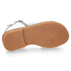 Sandalia Niña en color BLANCO con lazo grande central y diseño con perlas en piel Napa.
