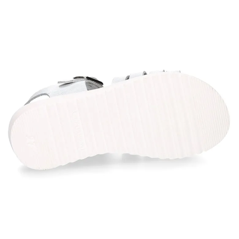 Sandalia Niña en piel METALIZADA con hebilla y suela SUPER FLEXIBLE.