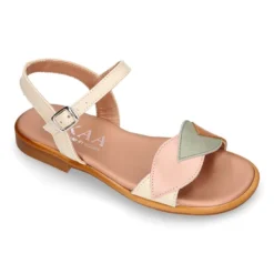 Sandalia Niña en piel Napa con diseño HOJAS.
