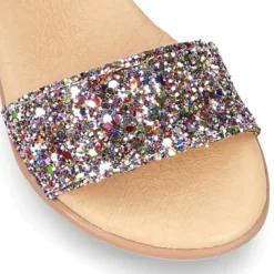 Sandalia Niña Mayor en piel con acabado GLITTER.