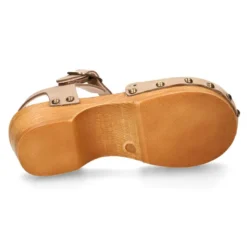 Sandalia Niña Mayor tipo ZUECO de madera con ONDAS en piel Nobuck.