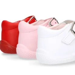 Sandalia Niña peque en piel lavable con tiras cruzadas, lazo y suela SUPER FLEXIBLE.