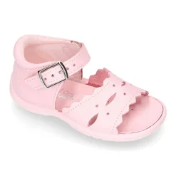 Sandalia Niña peque en piel lavable con ondas y suela SUPER FLEXIBLE.