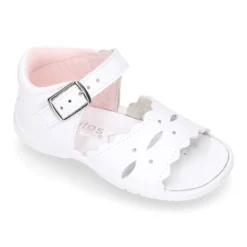Sandalia Niña peque en piel lavable con ondas y suela SUPER FLEXIBLE.