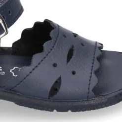 Sandalia Niña peque en piel lavable con ondas y suela SUPER FLEXIBLE.