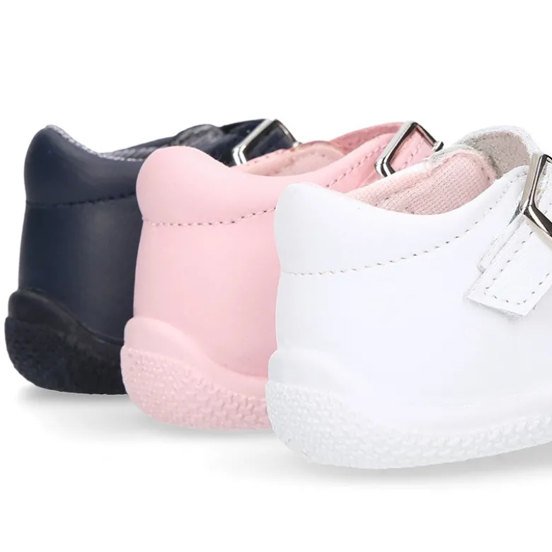 Sandalia Niña peque en piel lavable con ondas y suela SUPER FLEXIBLE.