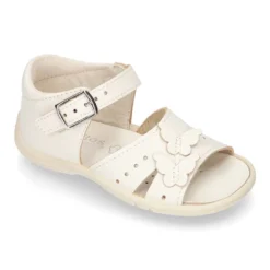 Sandalia Niña peque en piel lavable con MARIPOSAS y suela SUPER FLEXIBLE.