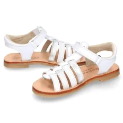 Sandalia niña piel COMBINADA tiras cruzadas con suela super flexible.