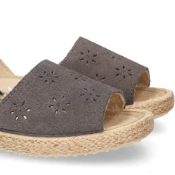 Sandalia niña tipo alpargata con diseño con FLORES en piel Serraje.
