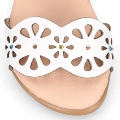 Sandalia Niña vestir diseño flores en piel.