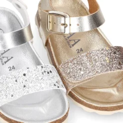 Sandalia Niña vestir tipo BIO en METALIZADO con GLITTER.