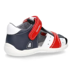Sandalia niño peque combinada piel lavable con cierre adherente y suela SUPER FLEXIBLE.