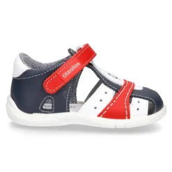 Sandalia niño peque combinada piel lavable con cierre adherente y suela SUPER FLEXIBLE.