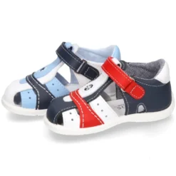 Sandalia niño peque combinada piel lavable con cierre adherente y suela SUPER FLEXIBLE.