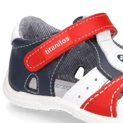 Sandalia niño peque combinada piel lavable con cierre adherente y suela SUPER FLEXIBLE.