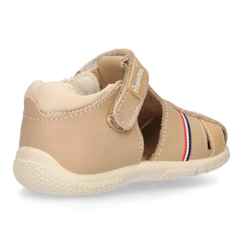 Sandalia Niño peque combinada en piel lavable con cierre adherente y suela SUPER FLEXIBLE.