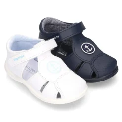 Sandalia niño pequeño piel lavable con ANCLA y suela SUPER FLEXIBLE.