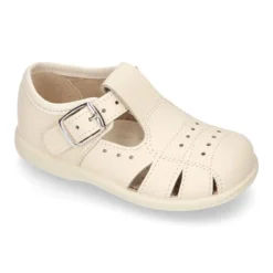 Sandalia niño peque piel lavable con PICADOS, hebilla y suela SUPER FLEXIBLE.