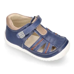 Sandalia niños OKAA FLEX sin cordones en Piel Napa AZULÓN.