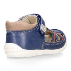 Sandalia niños OKAA FLEX sin cordones en Piel Napa AZULÓN.