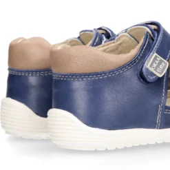 Sandalia niños OKAA FLEX sin cordones en Piel Napa AZULÓN.