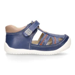 Sandalia niños OKAA FLEX sin cordones en Piel Napa AZULÓN.
