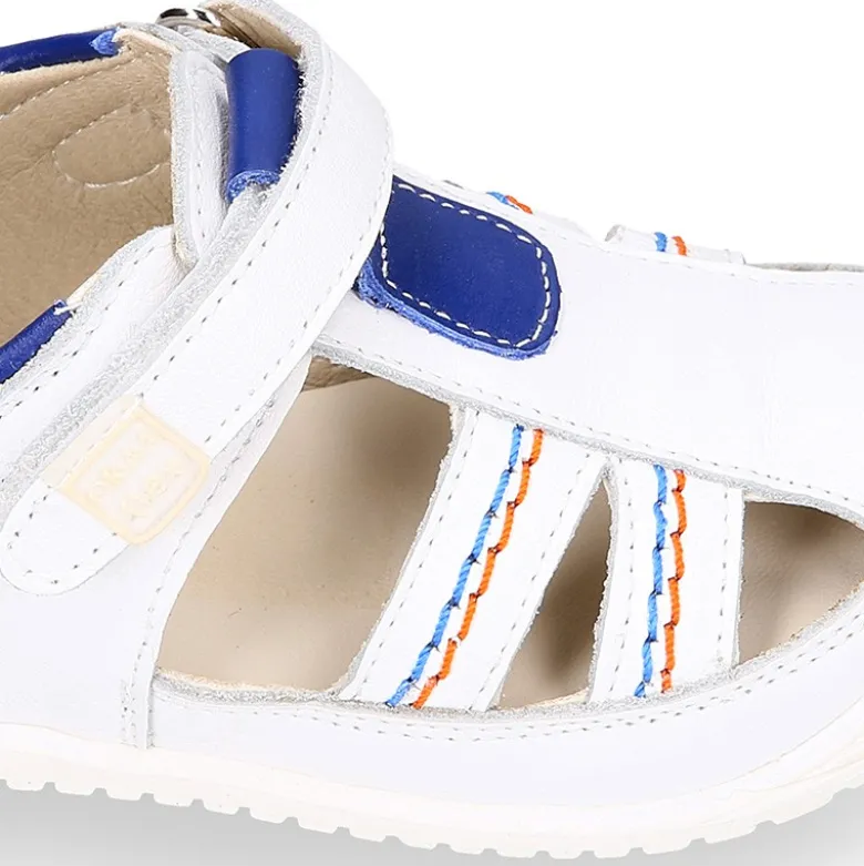 Sandalia niños OKAA FLEX sin cordones en Piel Napa BLANCA.