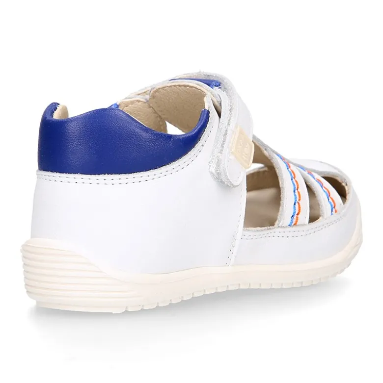 Sandalia niños OKAA FLEX sin cordones en Piel Napa BLANCA.