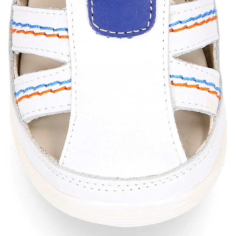 Sandalia niños OKAA FLEX sin cordones en Piel Napa BLANCA.
